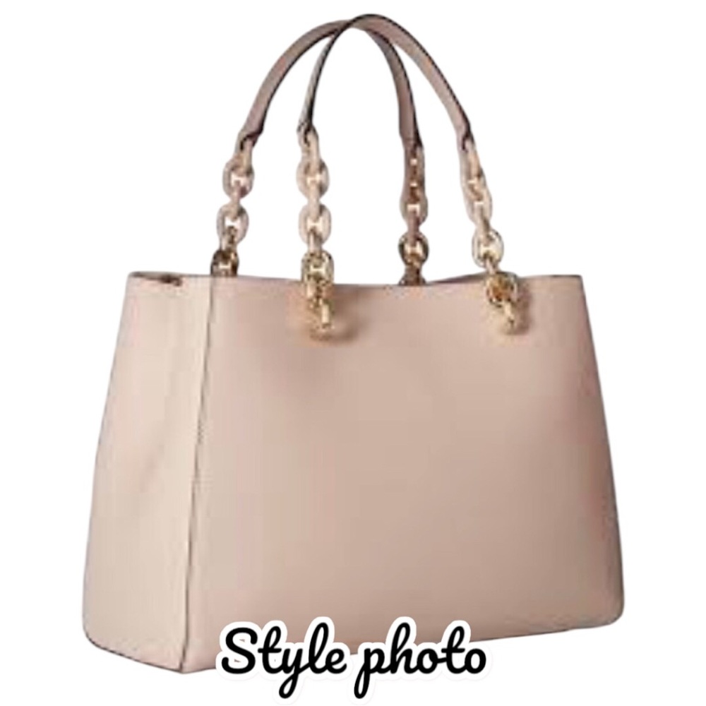 Michael Kors Charlotte Tote in Blush Pink Gold Chain W Pink Chain Links - Picture 3 of 16